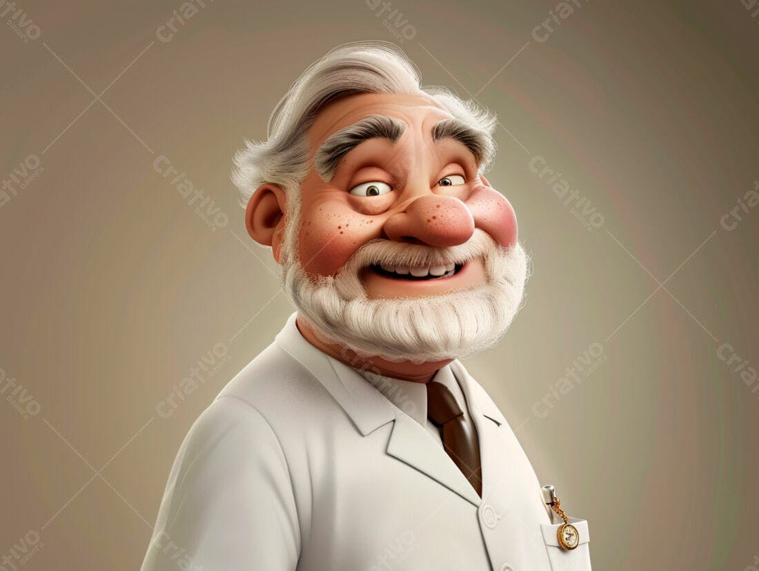 Médico idoso alegre desenho animado
