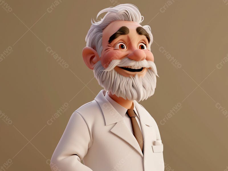 Médico idoso em formato cartoon 3d 55