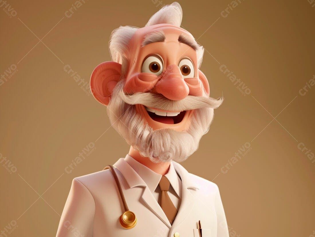 Médico animado alegre em fundo bege