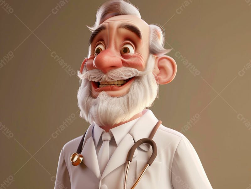 Médico idoso em formato cartoon 3d 57