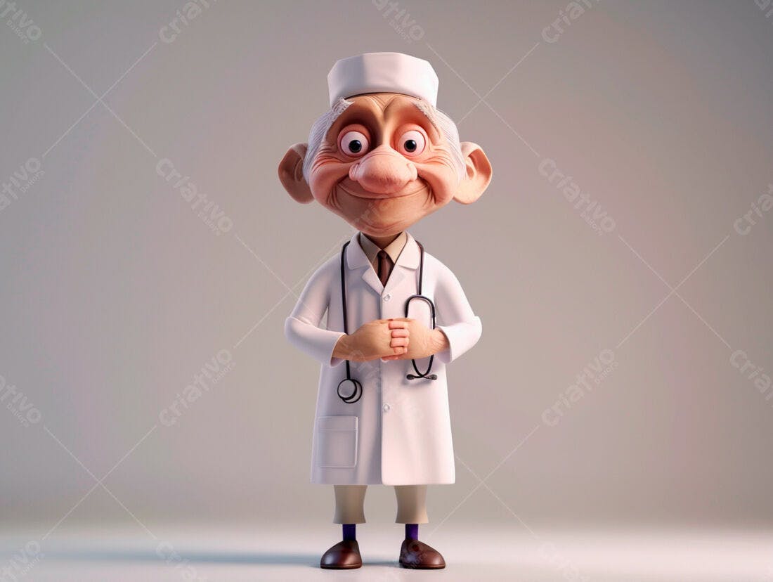 Médico Cartoon Adulto Sorrindo