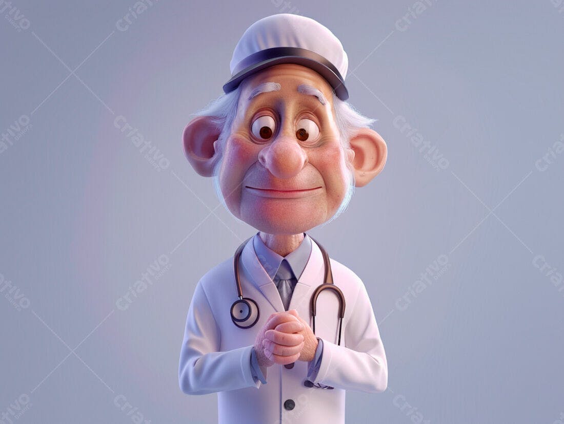 Médico Animação Sorridente Jaleco Branco