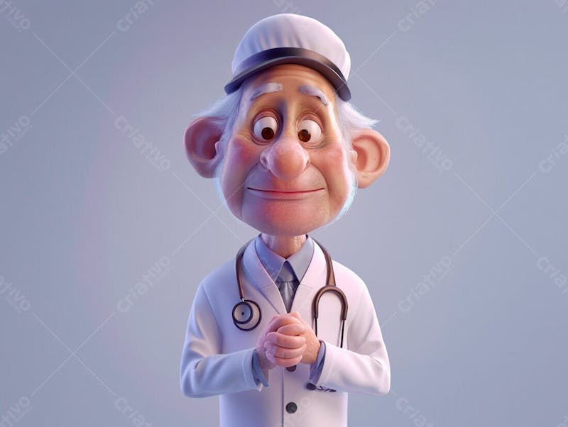 Médico idoso em formato cartoon 3d 69