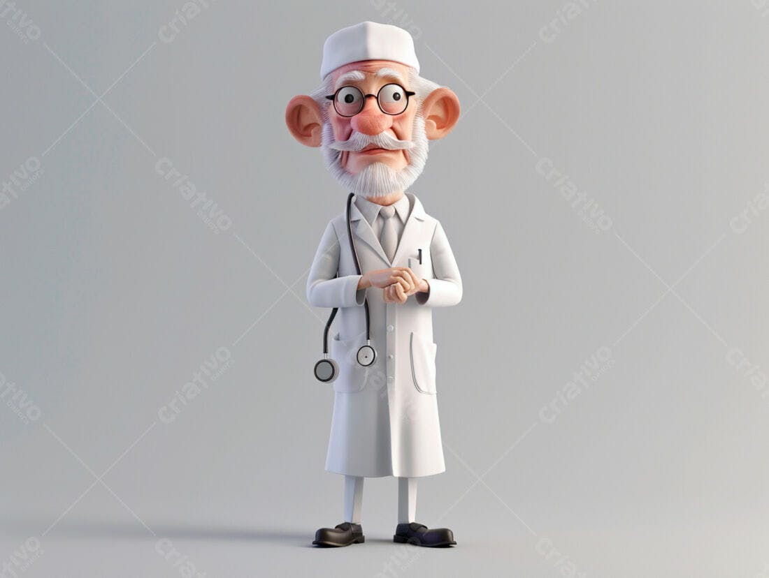 Médico Cartoon em fundo claro
