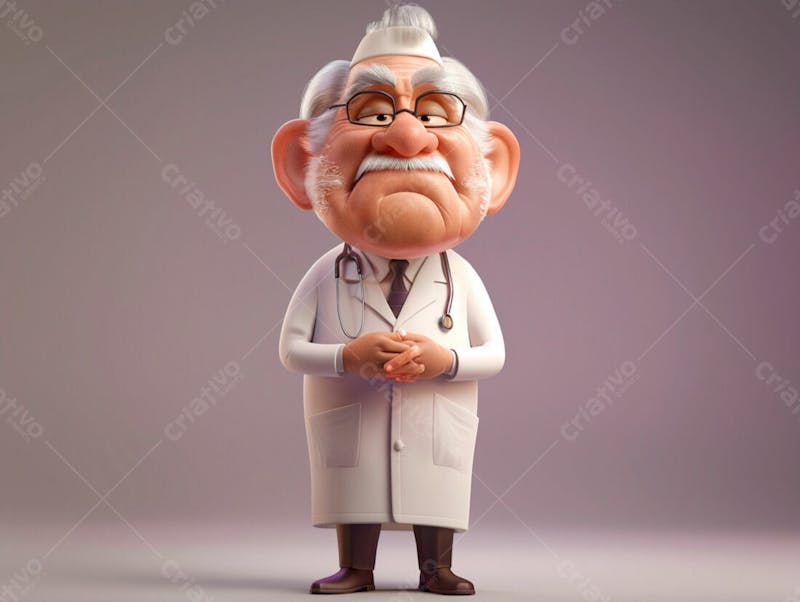 Médico idoso em formato cartoon 3d 73