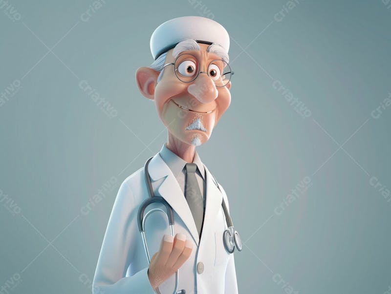 Médico idoso em formato cartoon 3d 74