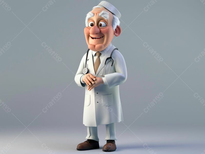 Médico idoso em formato cartoon 3d 75