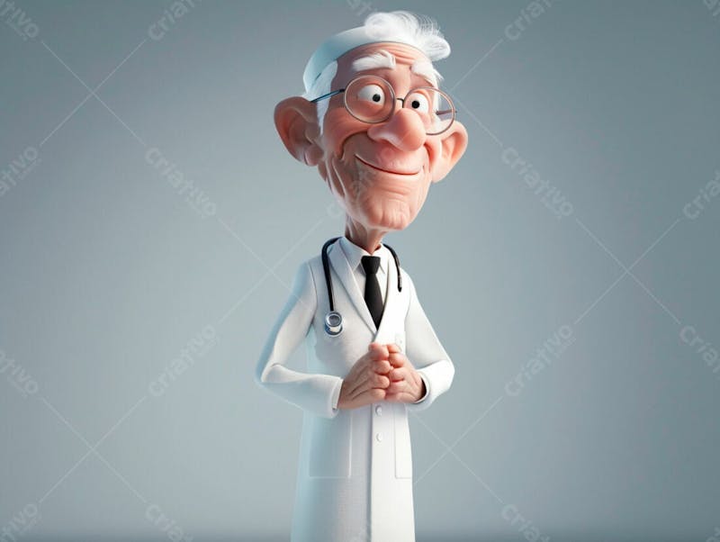 Médico idoso em formato cartoon 3d 76