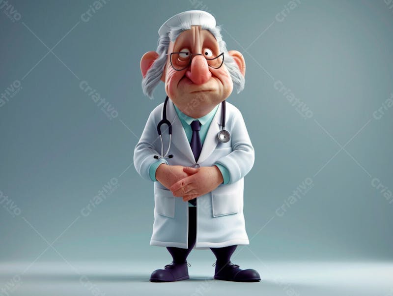 Médico idoso em formato cartoon 3d 77