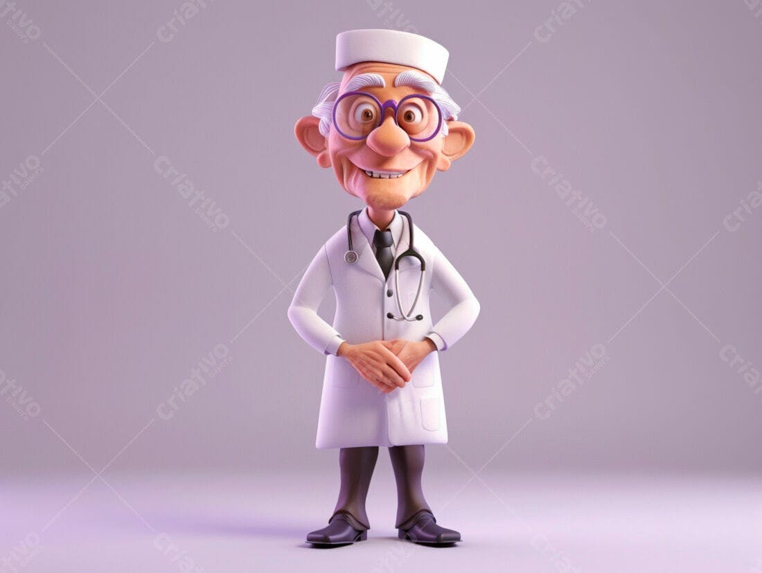 Médico Cartoon sorridente jaleco branco