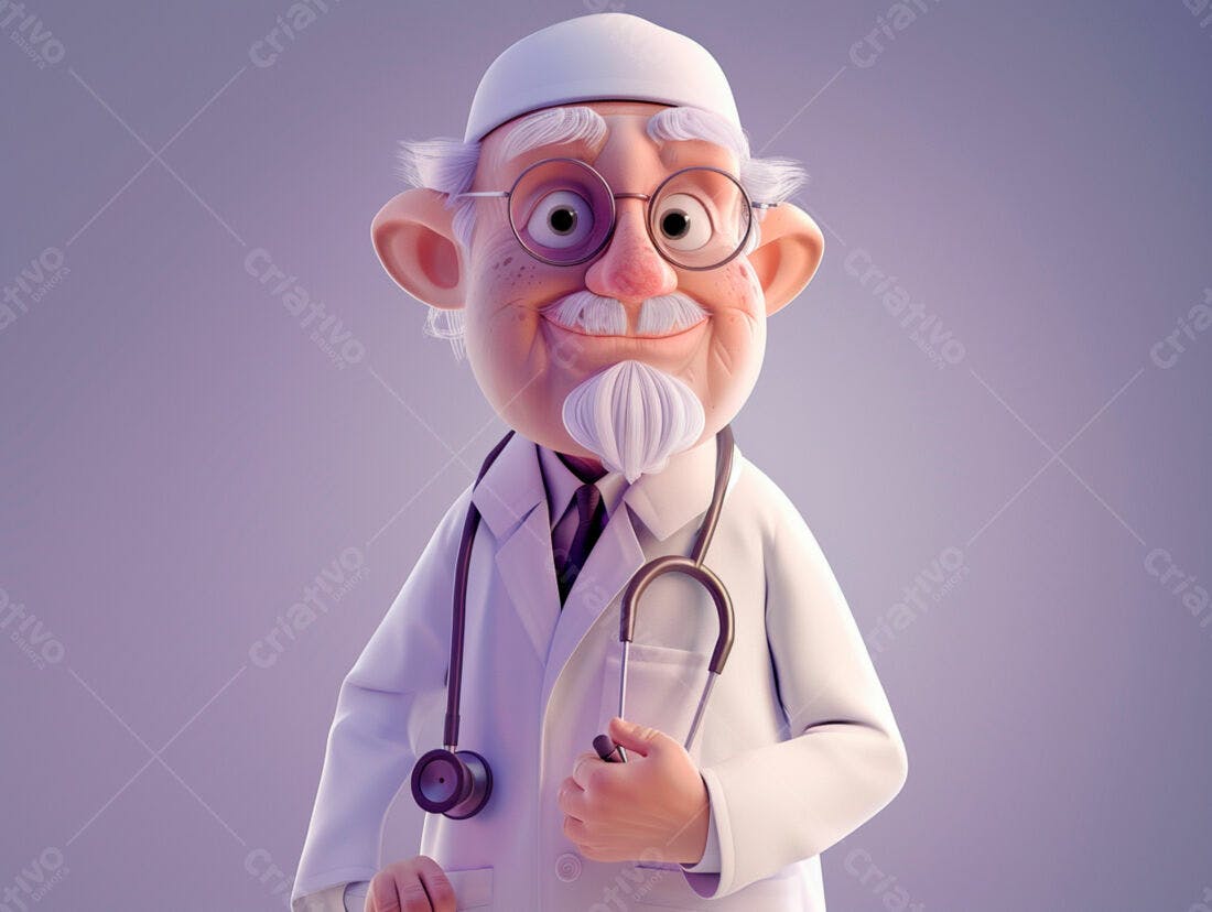 Médico cartum alegre jaleco branco