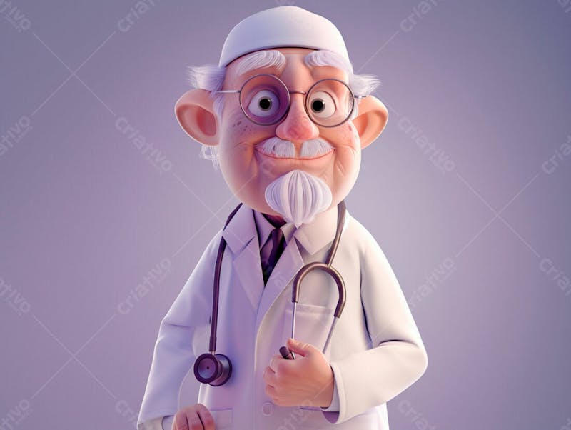 Médico idoso em formato cartoon 3d 88