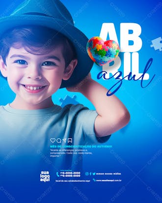 Abril azul conscientização do autismo feed