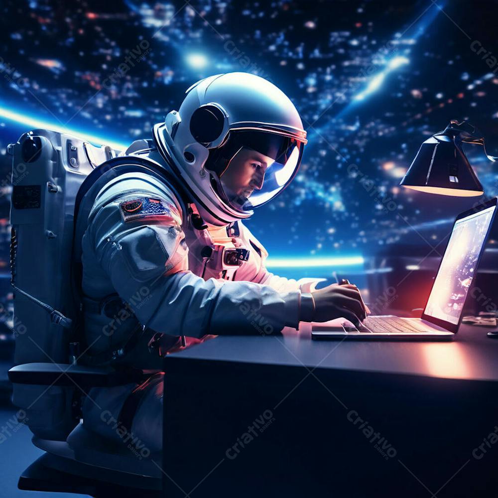 Astronauta Com Laptop Apple Imagem Em Alta Resolução (6)