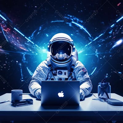 Astronauta Com Laptop Apple Imagem Em Alta Resolução (12)