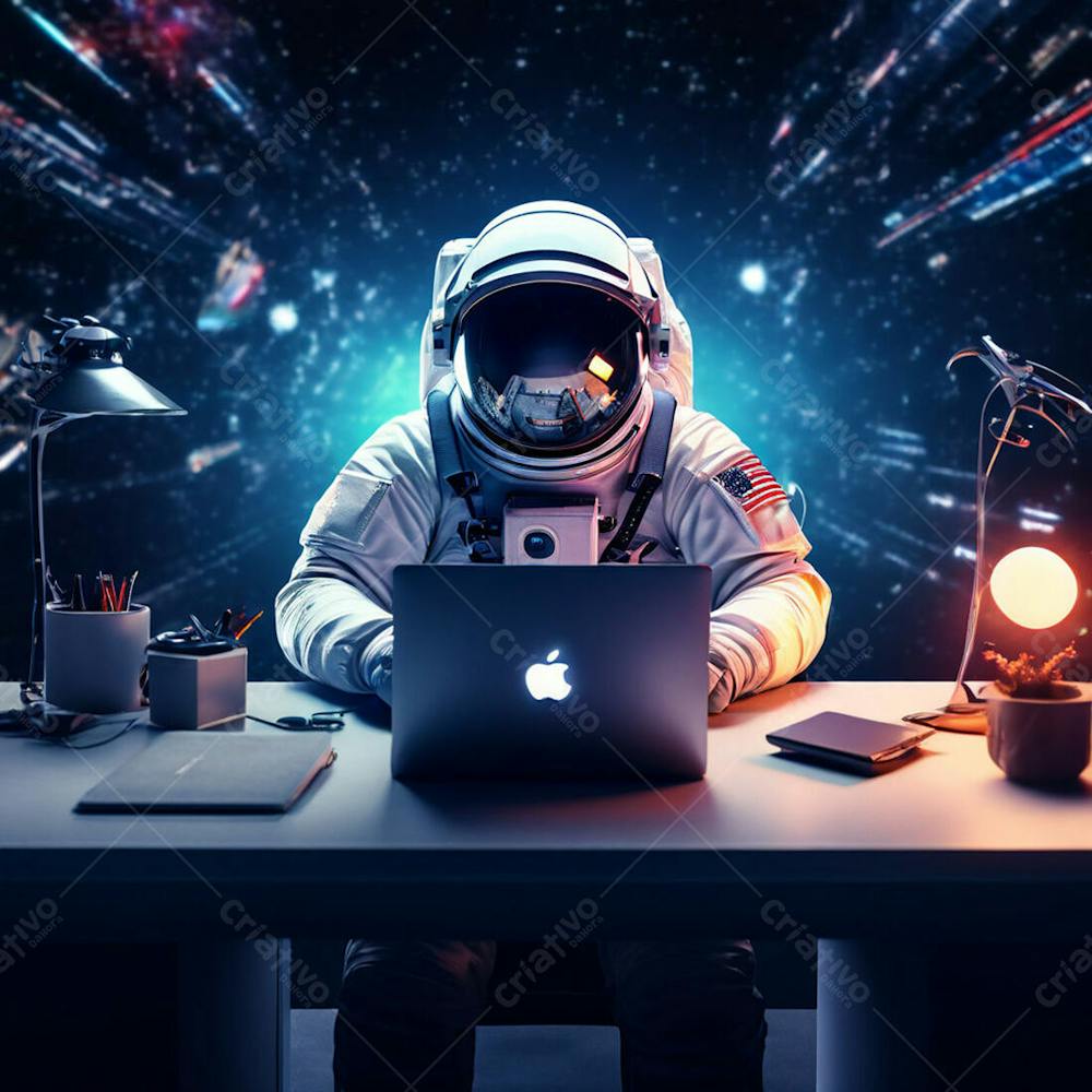 Astronauta Com Laptop Apple Imagem Em Alta Resolução (13)
