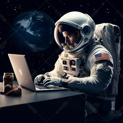 Astronauta Com Laptop Apple Imagem Em Alta Resolução (14)