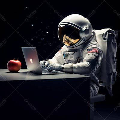 Astronauta Com Laptop Apple Imagem Em Alta Resolução (15)