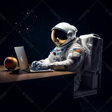 Astronauta com laptop apple imagem em alta resolução