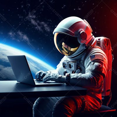 Astronauta Com Laptop Apple Imagem Em Alta Resolução (22)