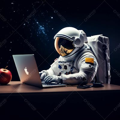 Astronauta Com Laptop Apple Imagem Em Alta Resolução (25)