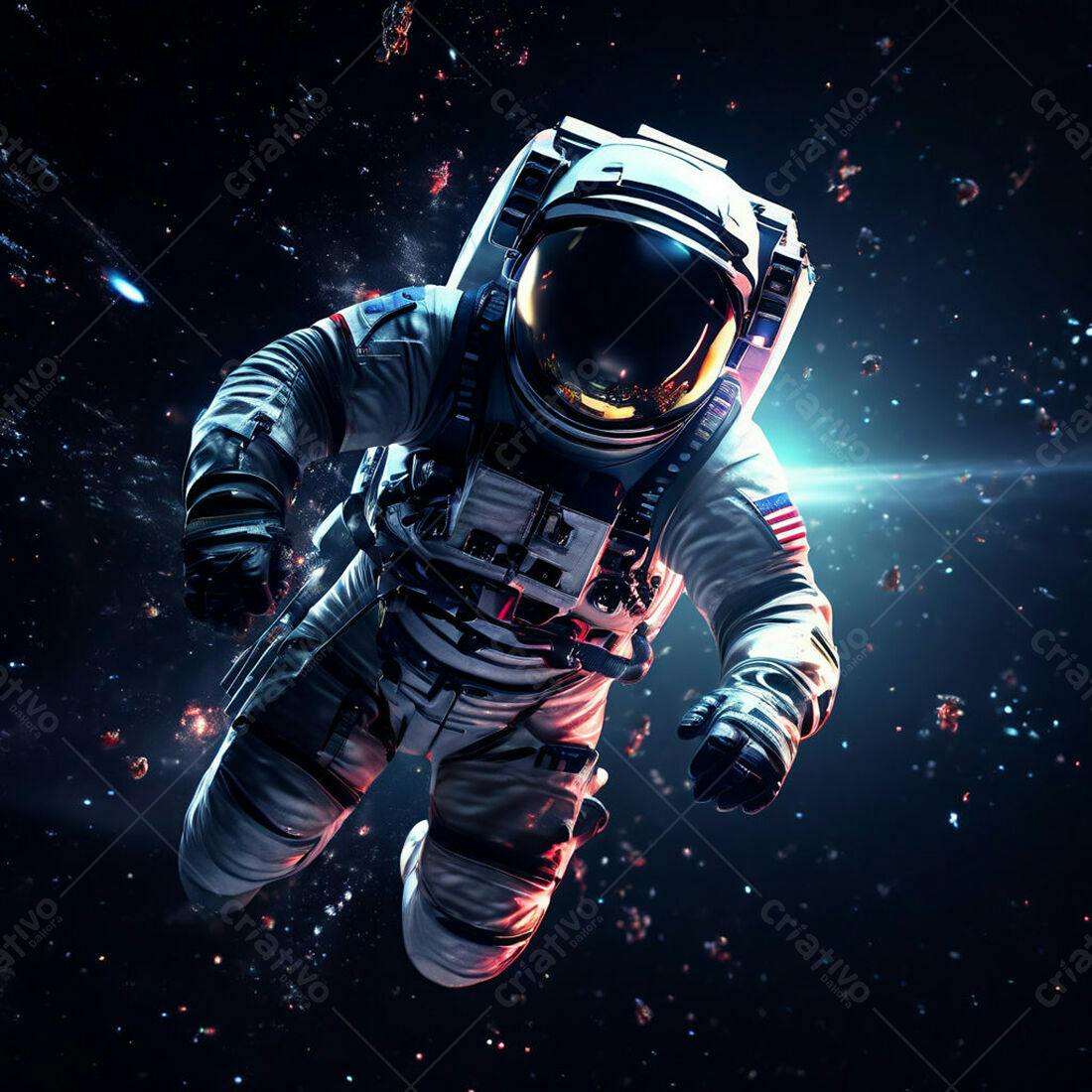 Astronauta flutuando no espaço sideral