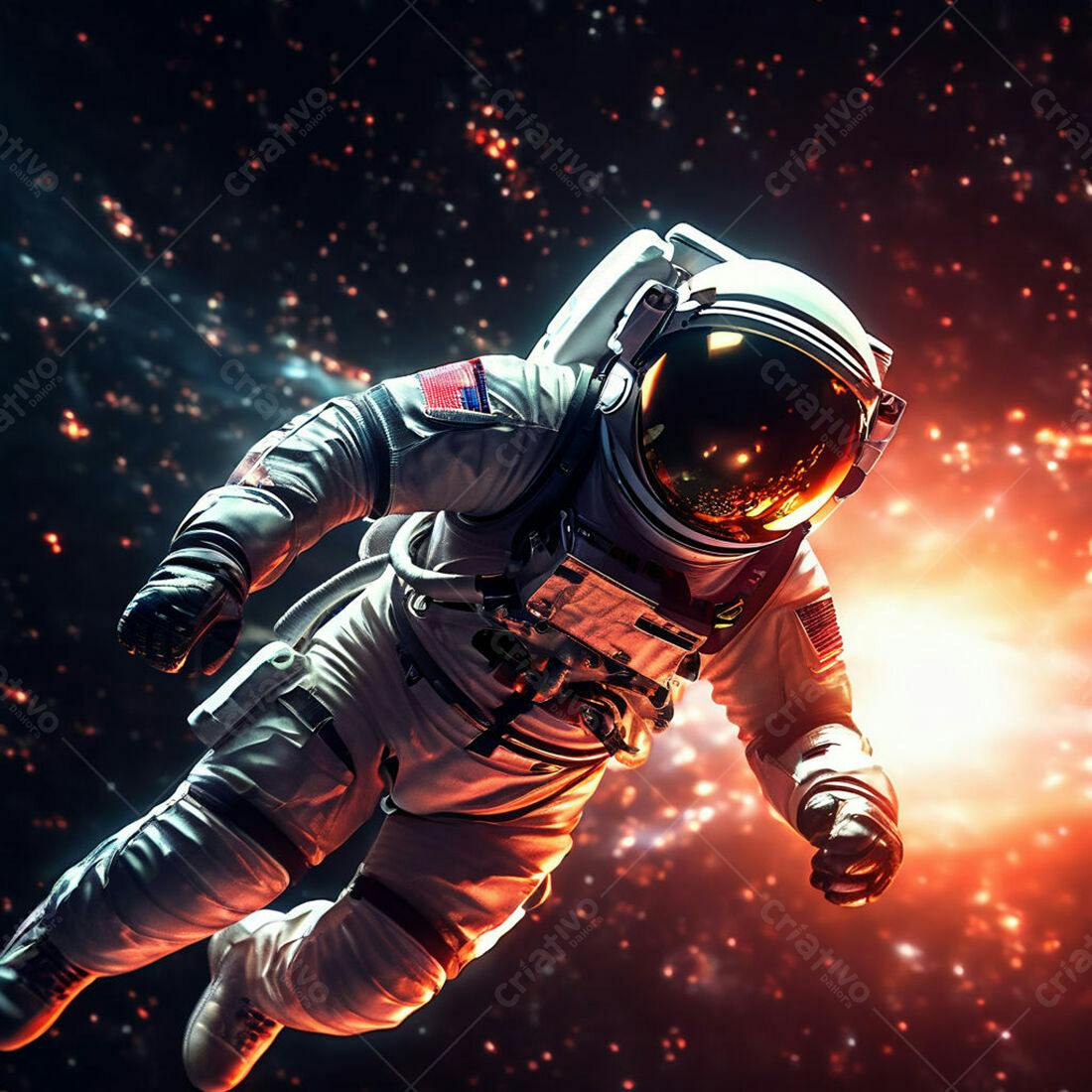 Astronauta flutuando no espaço cosmos