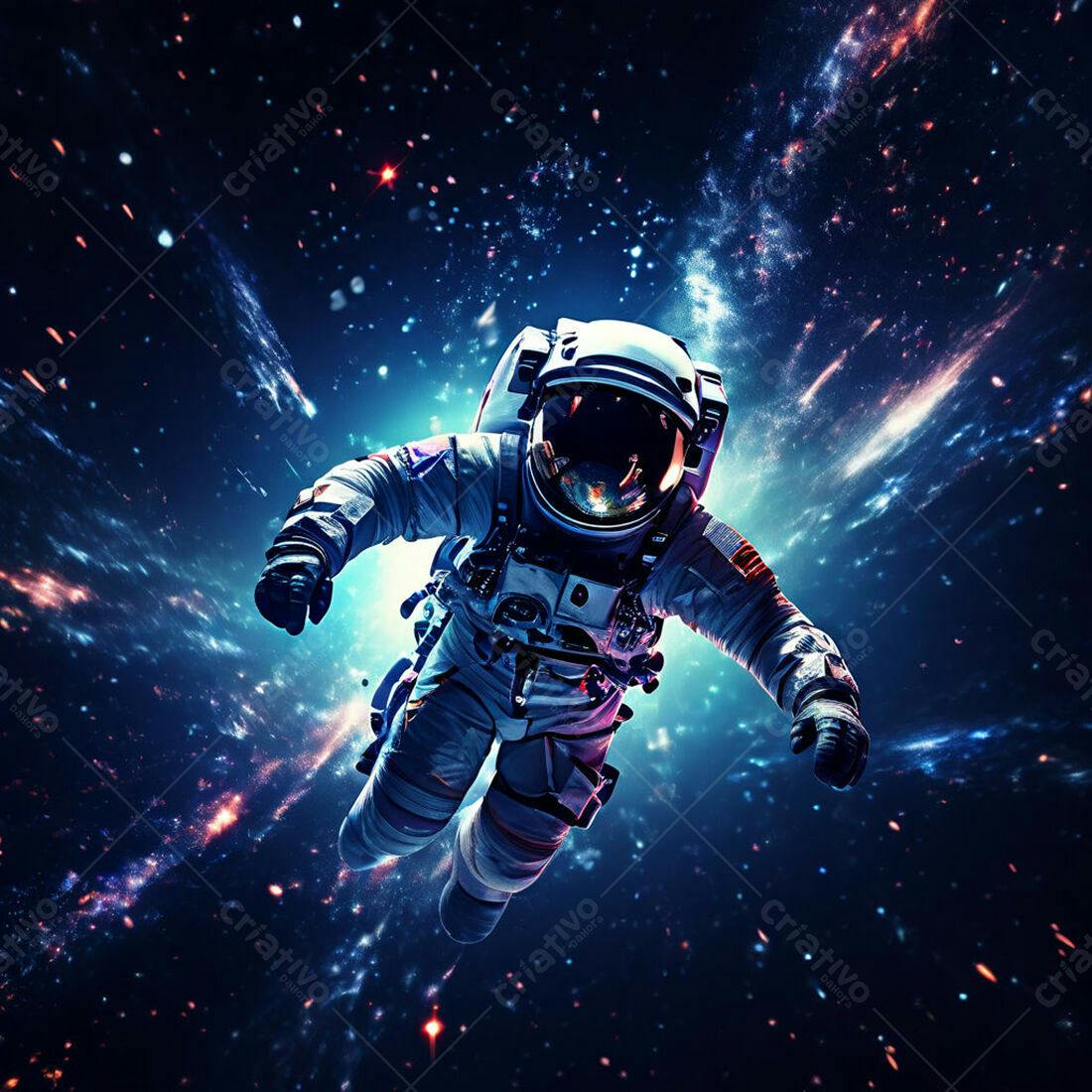 Astronauta flutuando no espaço cósmico