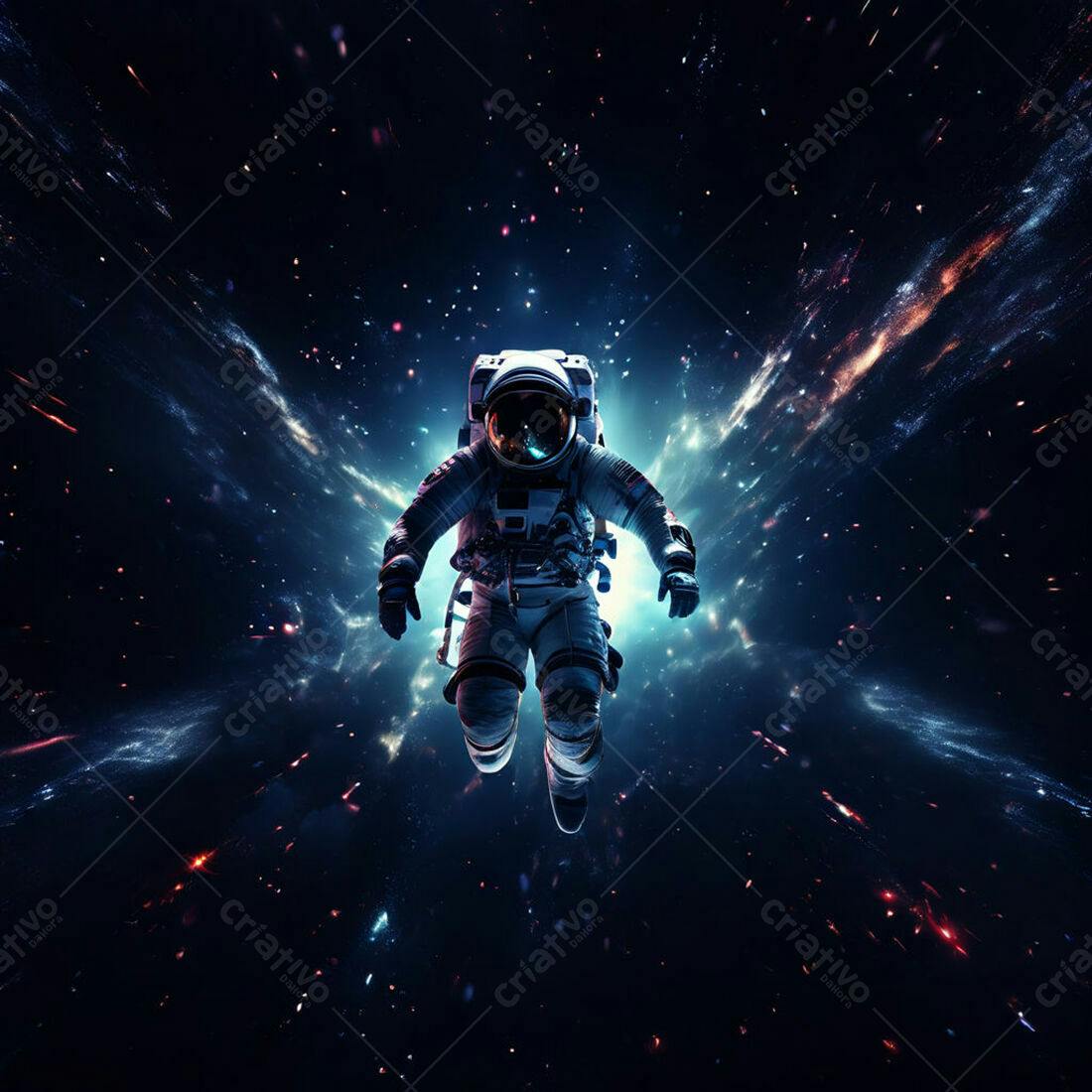 Astronauta flutuando no espaço profundo