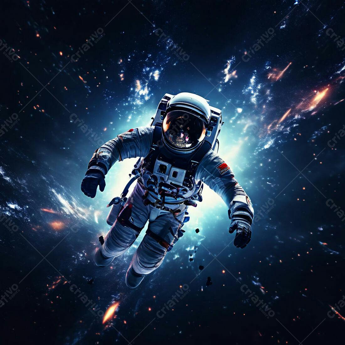 Astronauta flutuando no espaço sideral