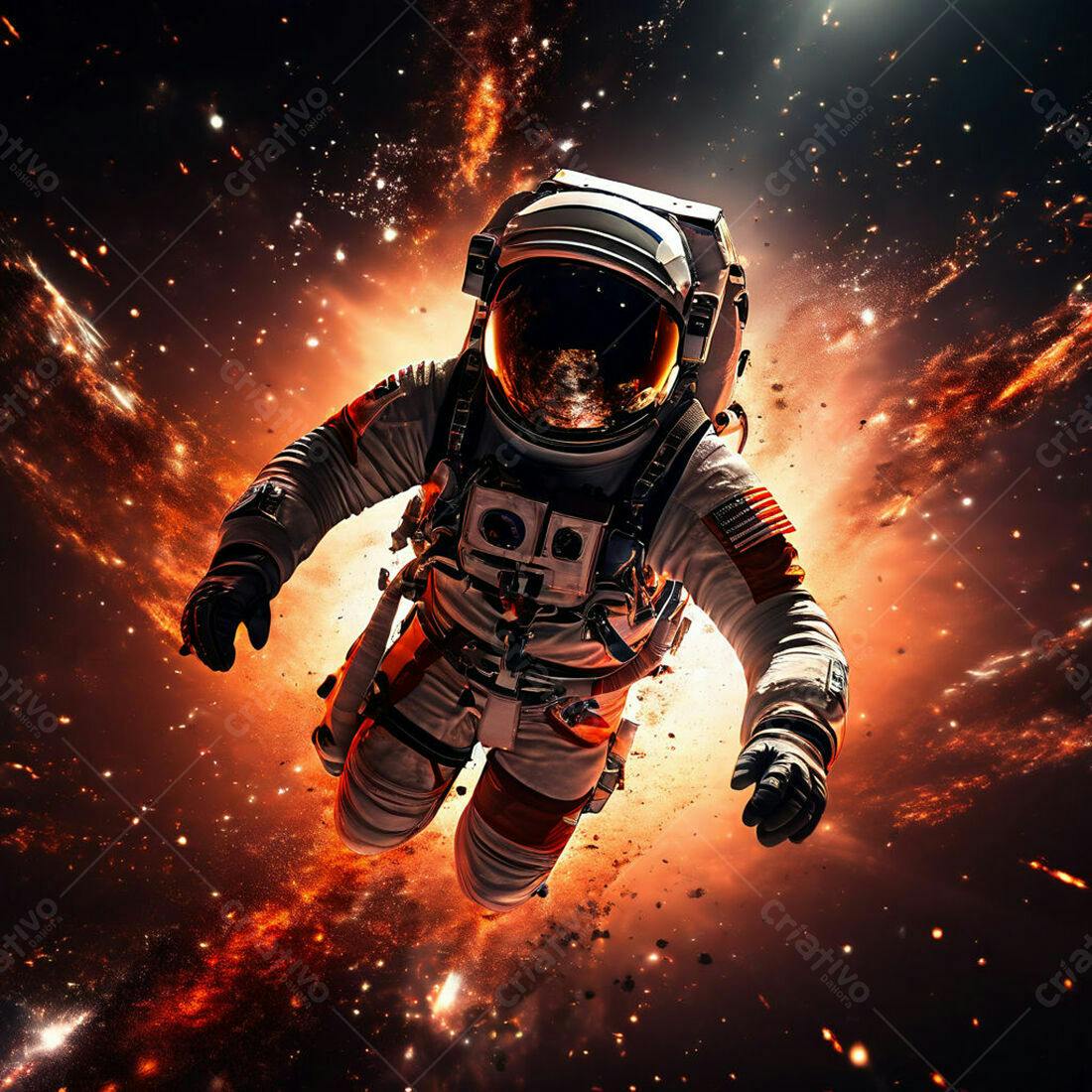 Astronauta em explosão espacial