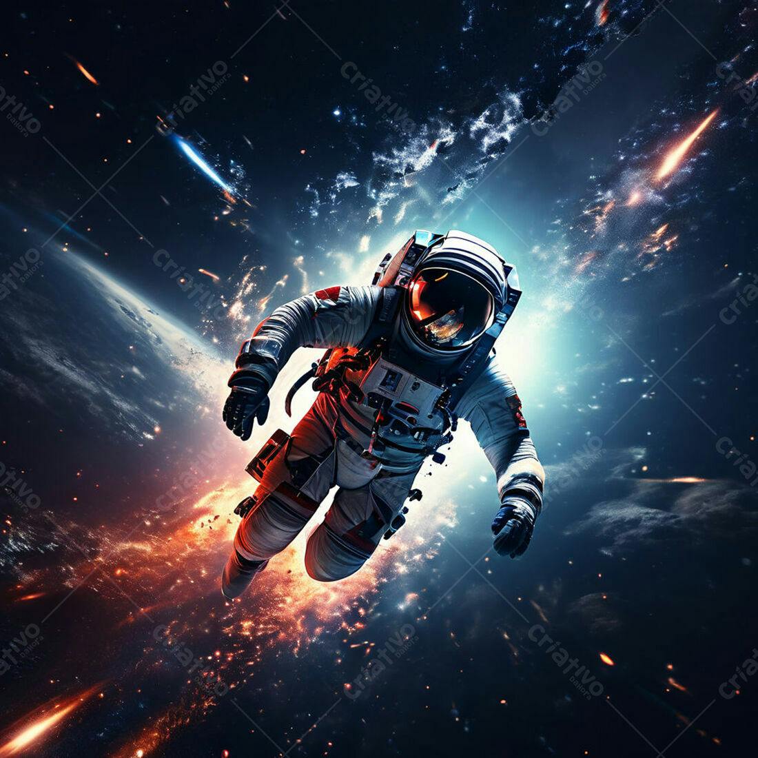 Astronauta em traje espacial no espaço