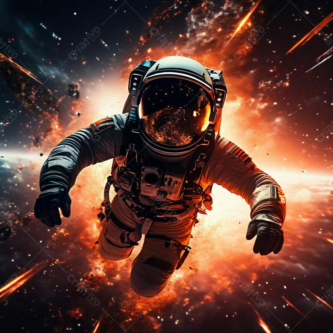 Astronauta em explosão espacial