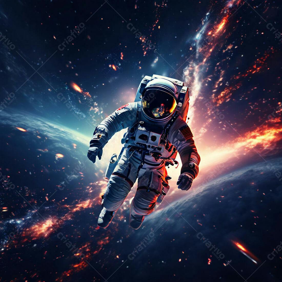 Astronauta flutuando no espaço