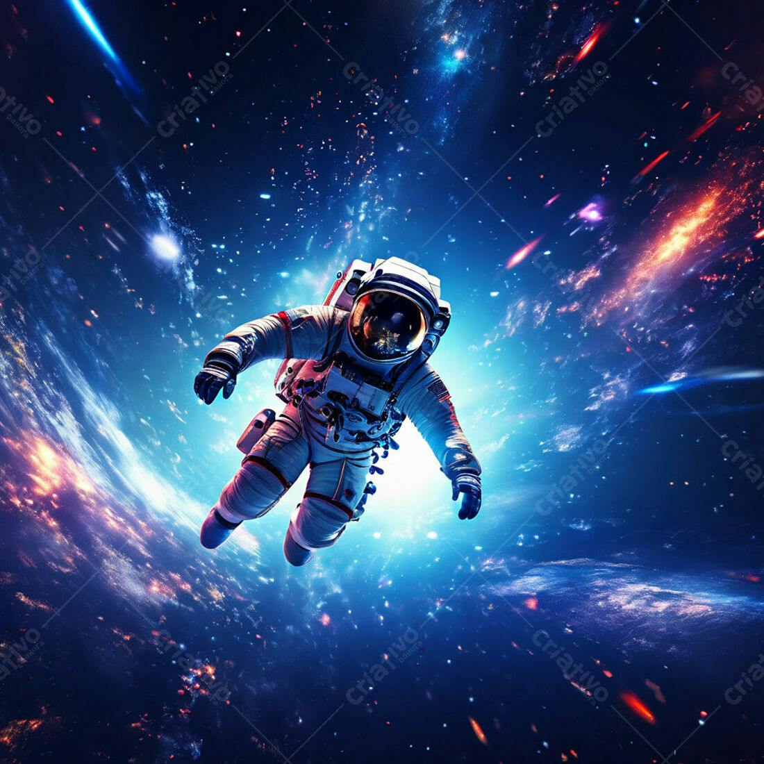 Astronauta flutuando no espaço cosmos