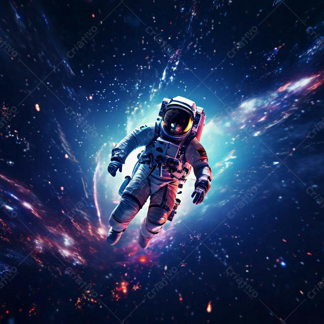 Astronauta flutuando no espaço cósmico