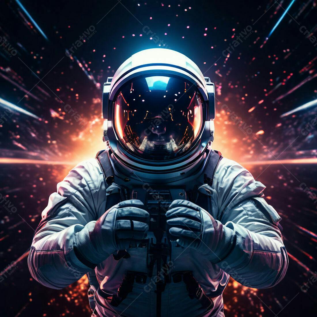 Astronauta em traje espacial no espaço profundo