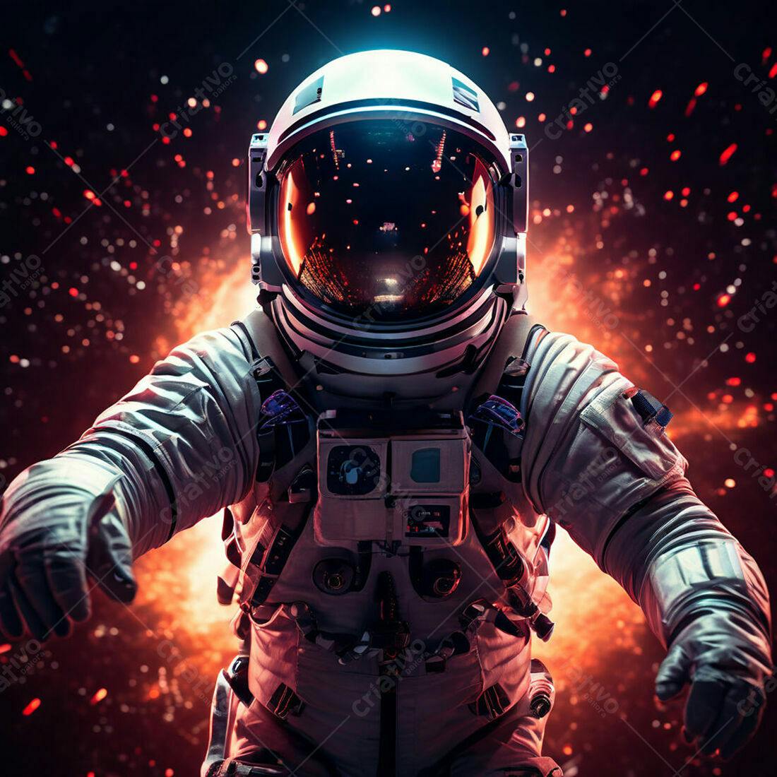 Astronauta no espaço cenário ígneo