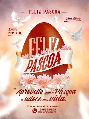 Social mídia flyer feliz páscoa