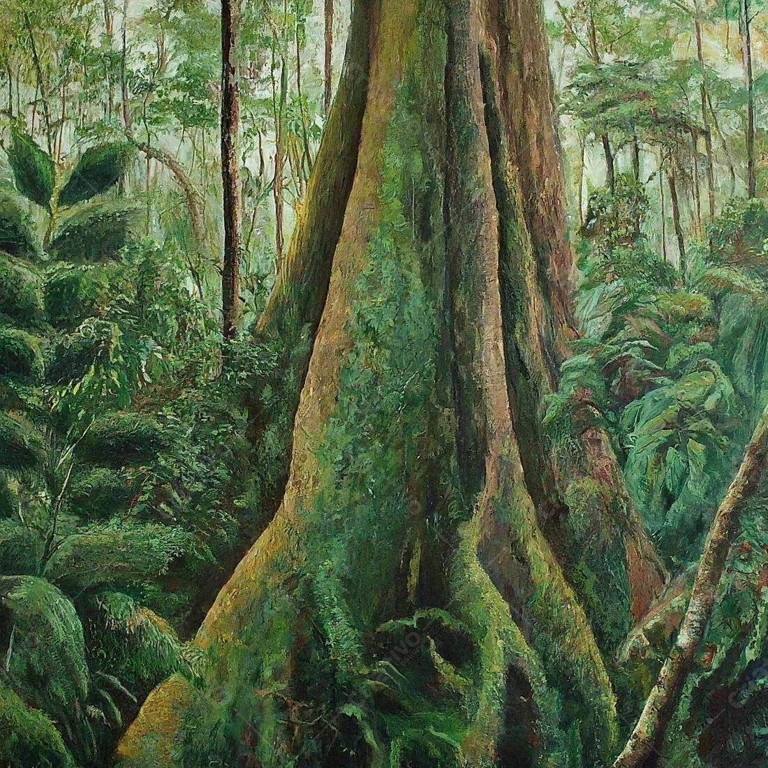 Base de árvore gigante em floresta tropical