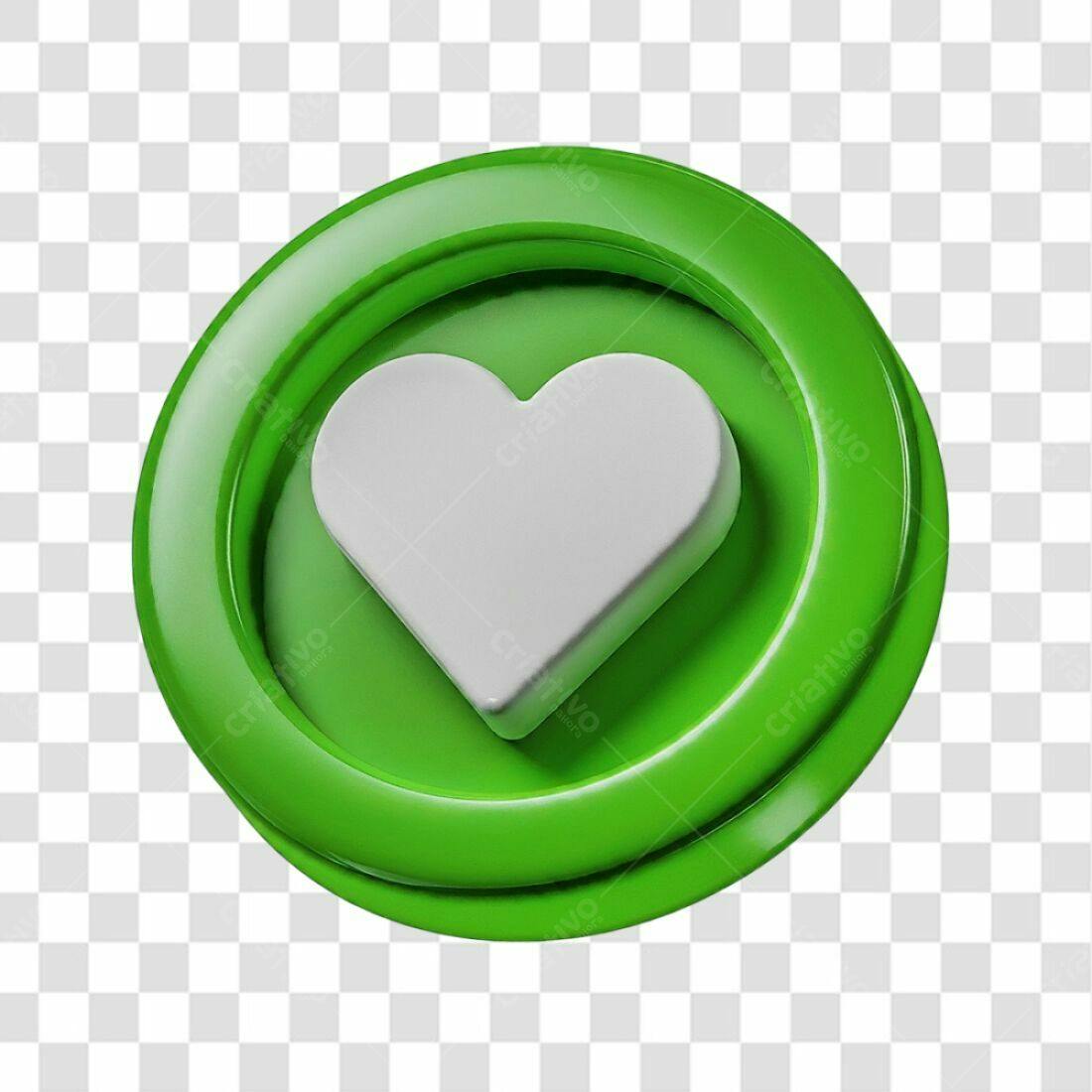 Ícone Coração Verde PNG com fundo transparente