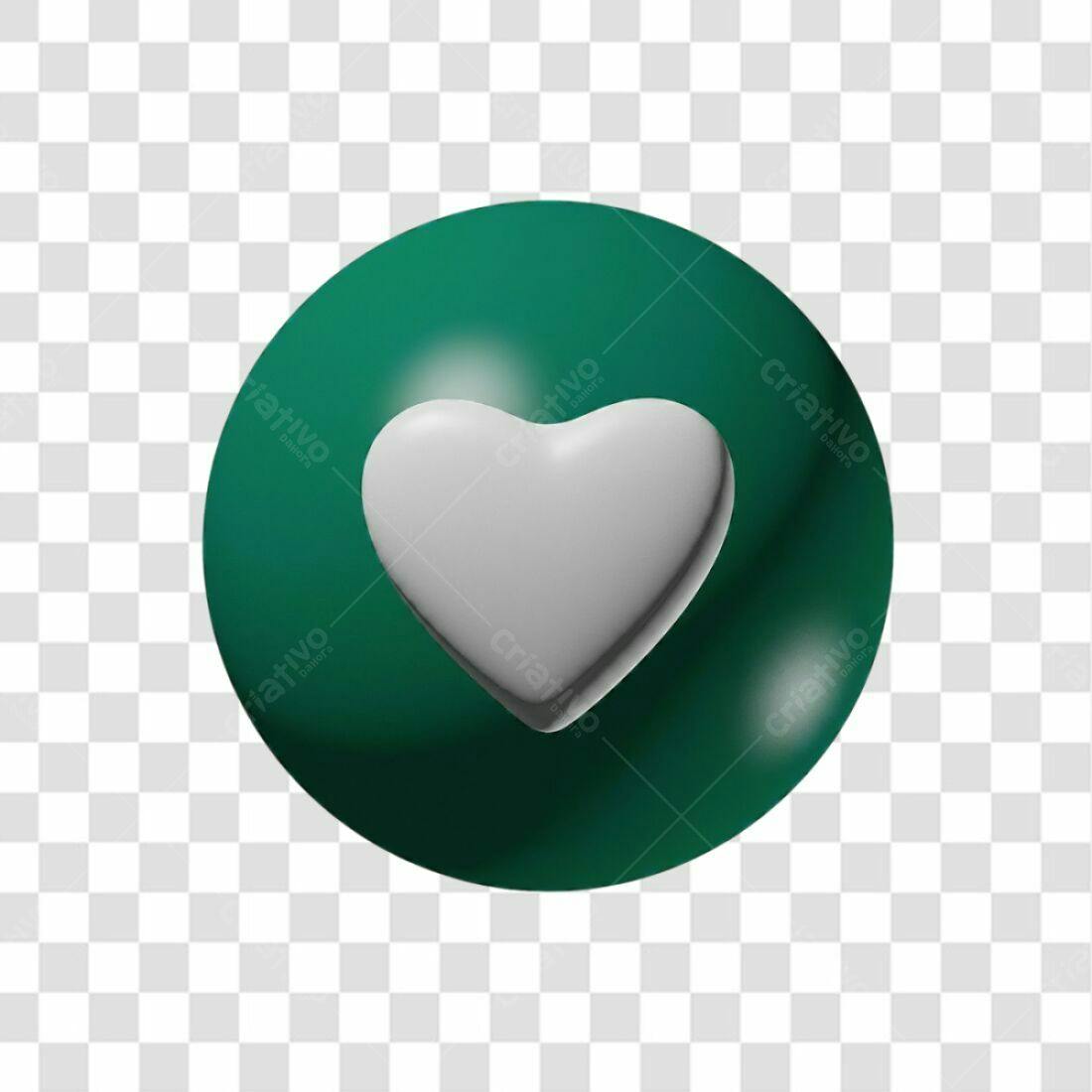 Ícone Coração Verde e Cinza PNG com fundo transparente