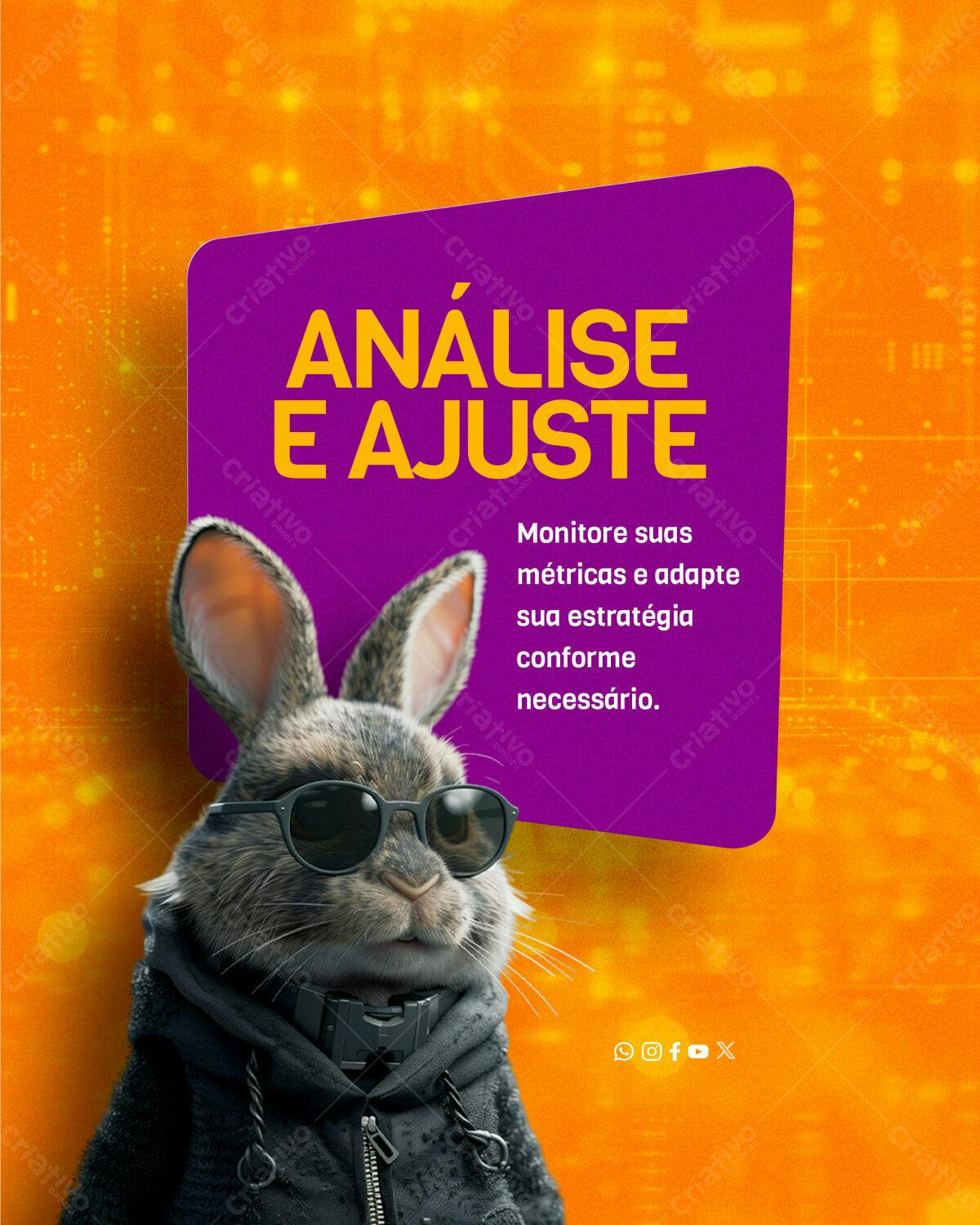 Post para Redes Sociais com Coelho Estiloso PSD Editável