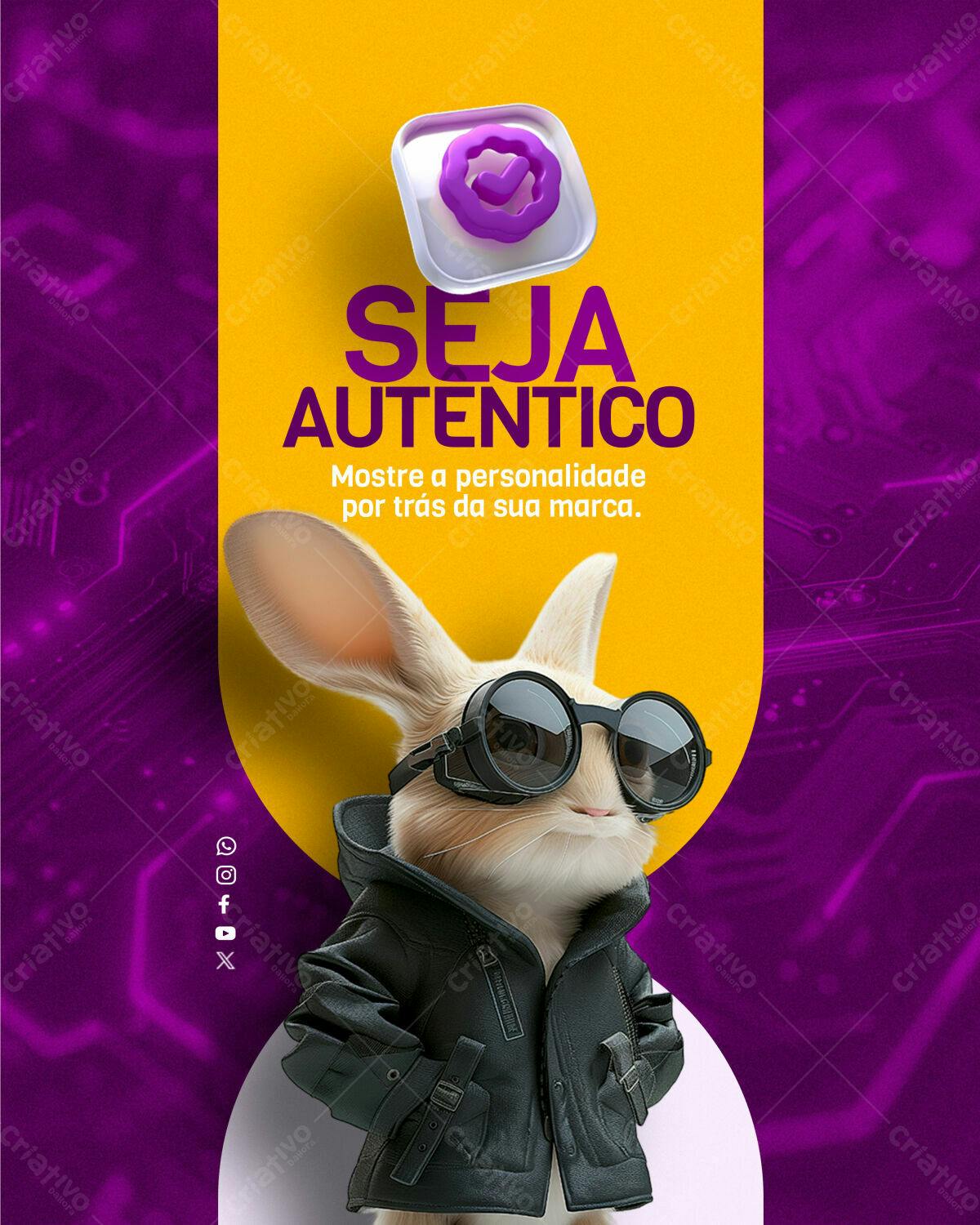 Flyer Publicitário com Coelho Estiloso PSD Editável