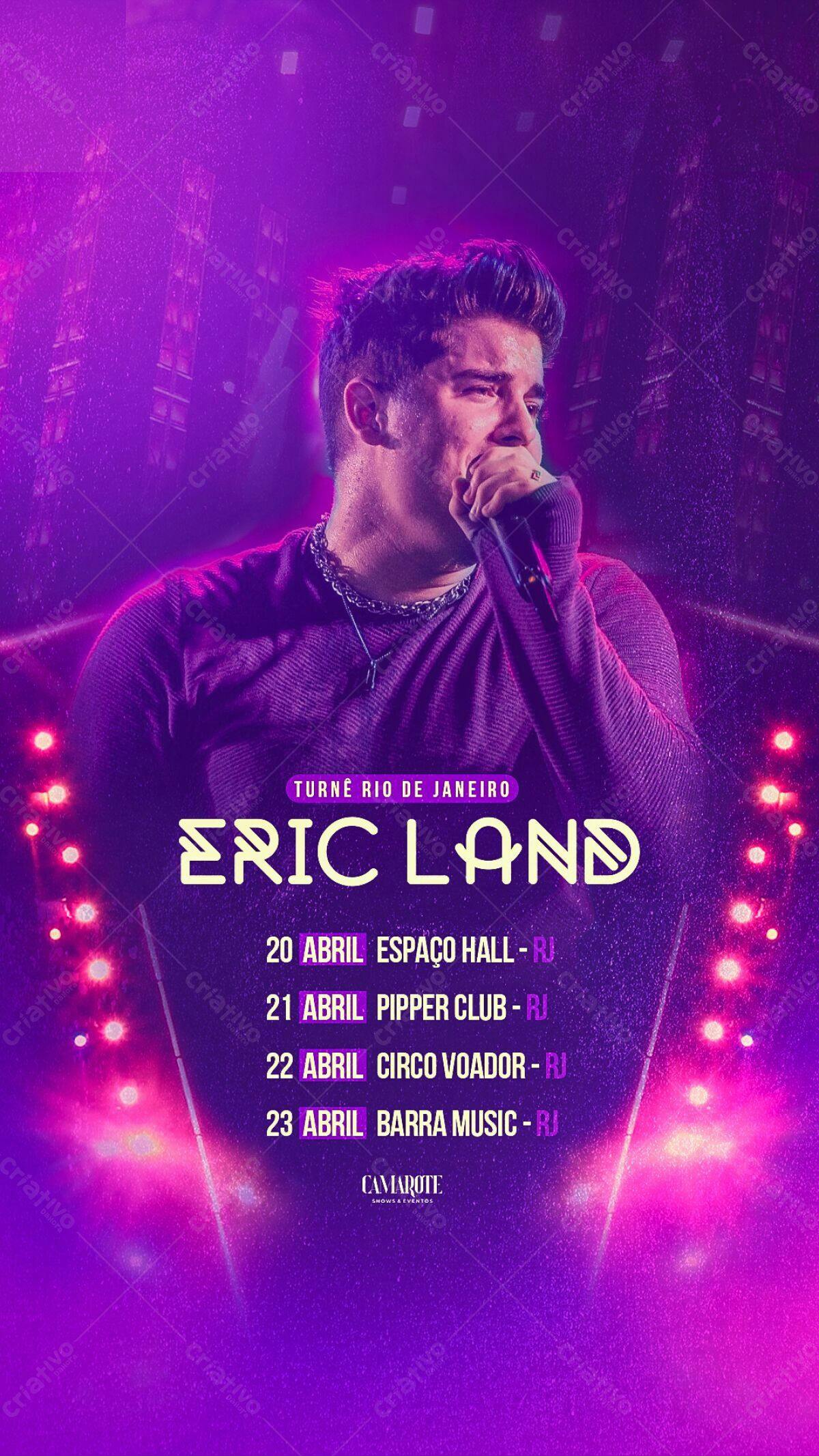 Flyer Show Eric Land Rio de Janeiro PSD Editável