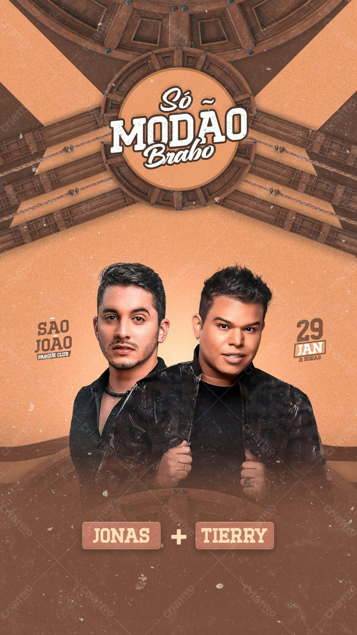 Flyer para Show Jonas e Tierry em São João PSD Editável