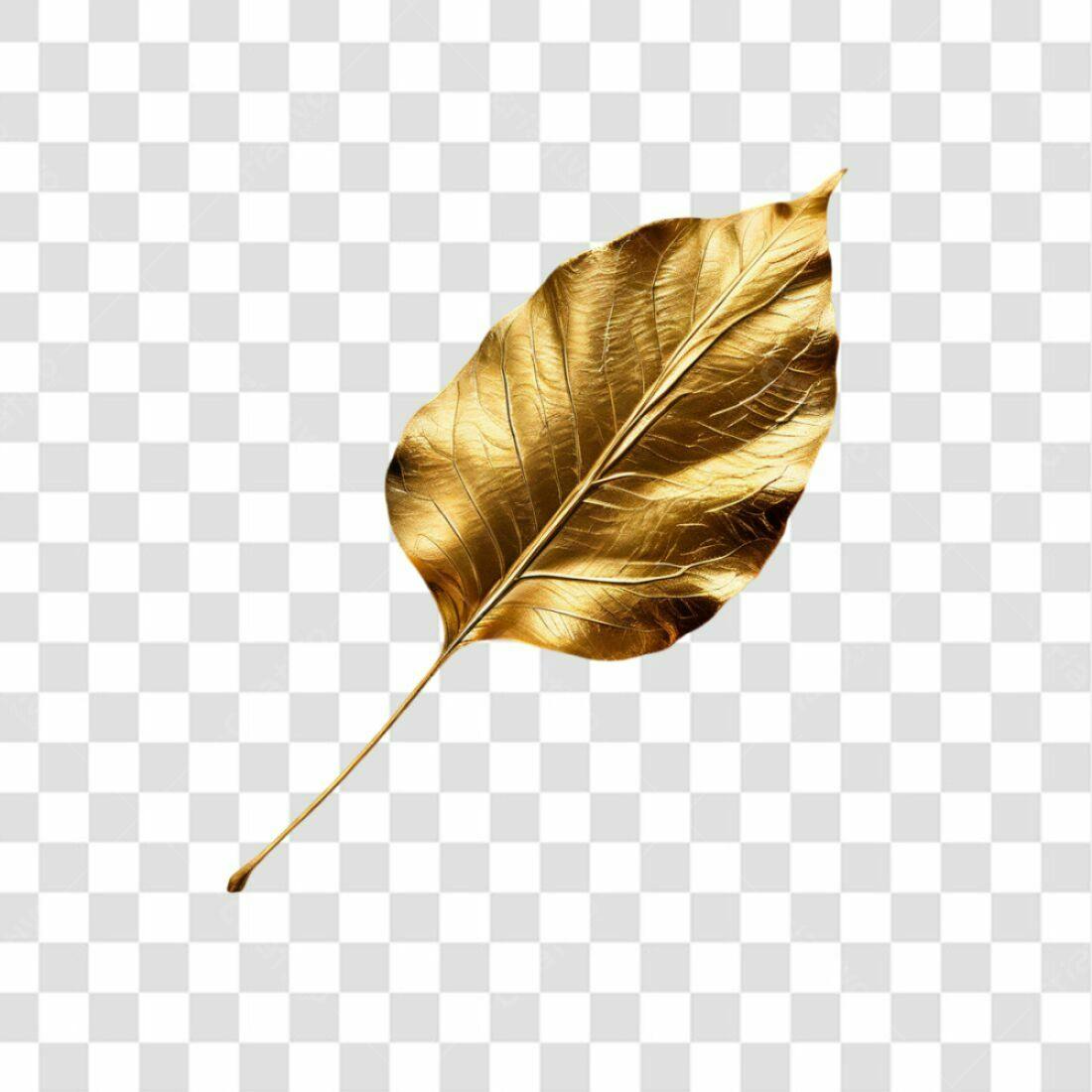 Icone Folha Dourada PNG com fundo transparente