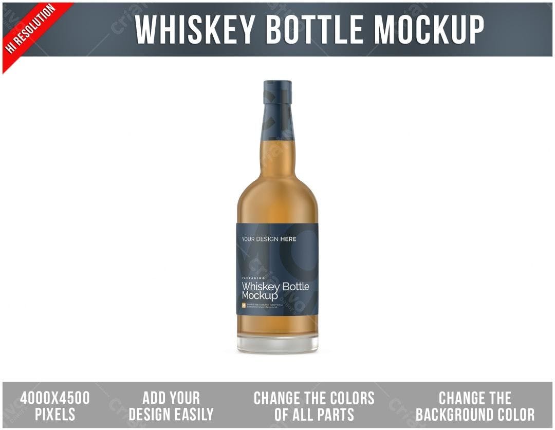 Mockup Garrafa de Whisky PSD Editável