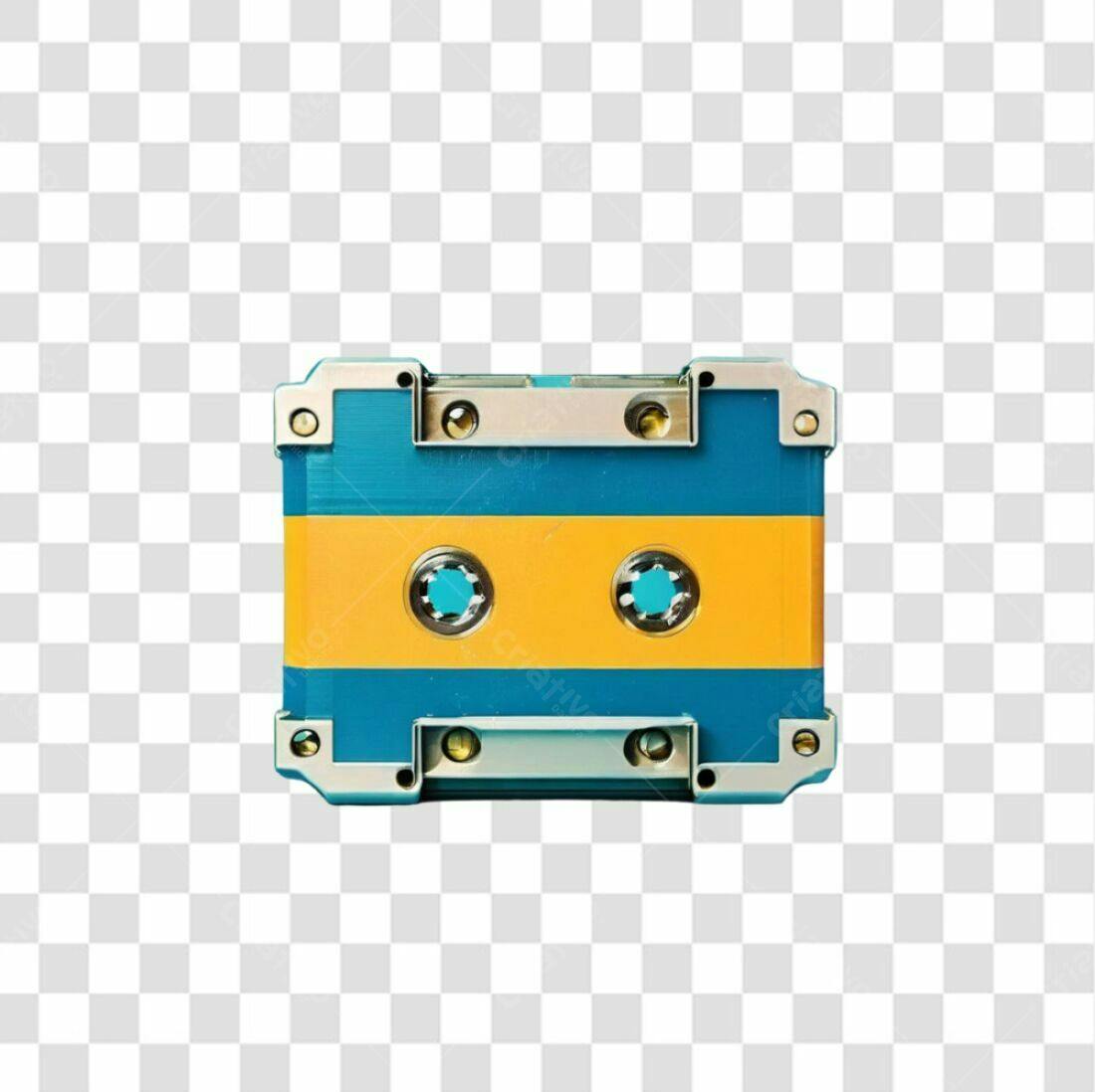 Icone K7 Retro Amarelo e Azul PNG com fundo transparente