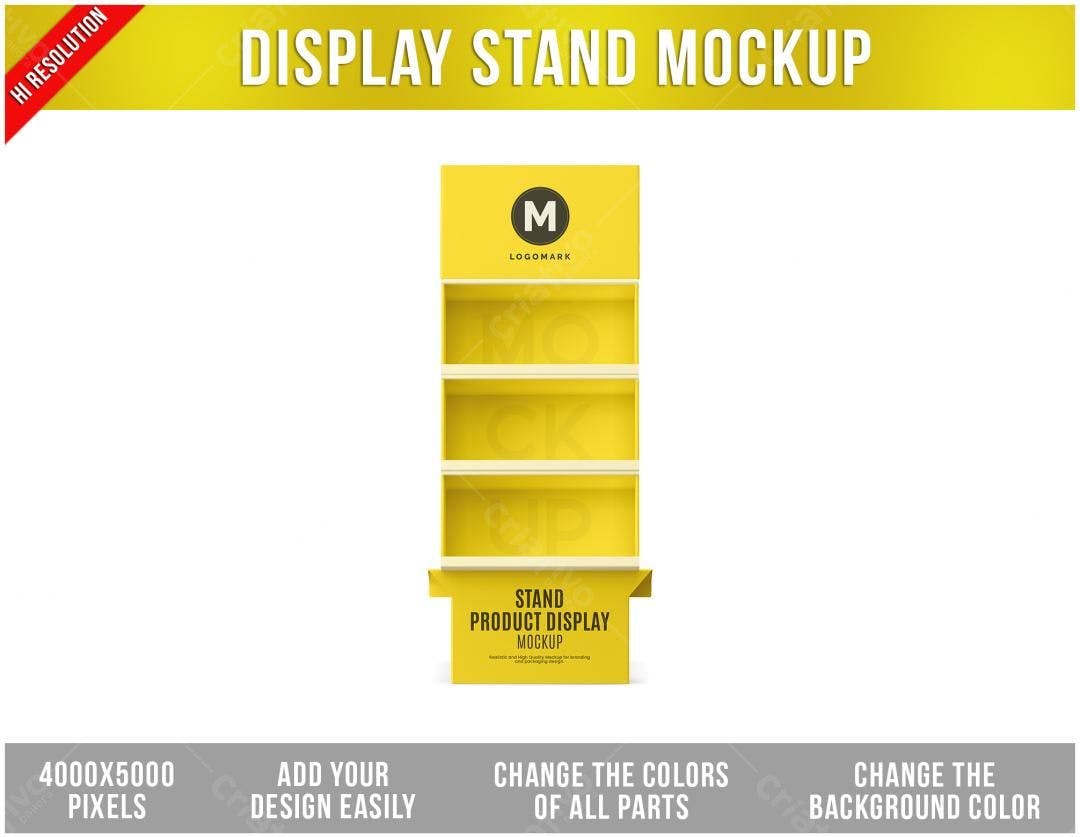 Mockup de Display de Produto Amarelo PSD Editável